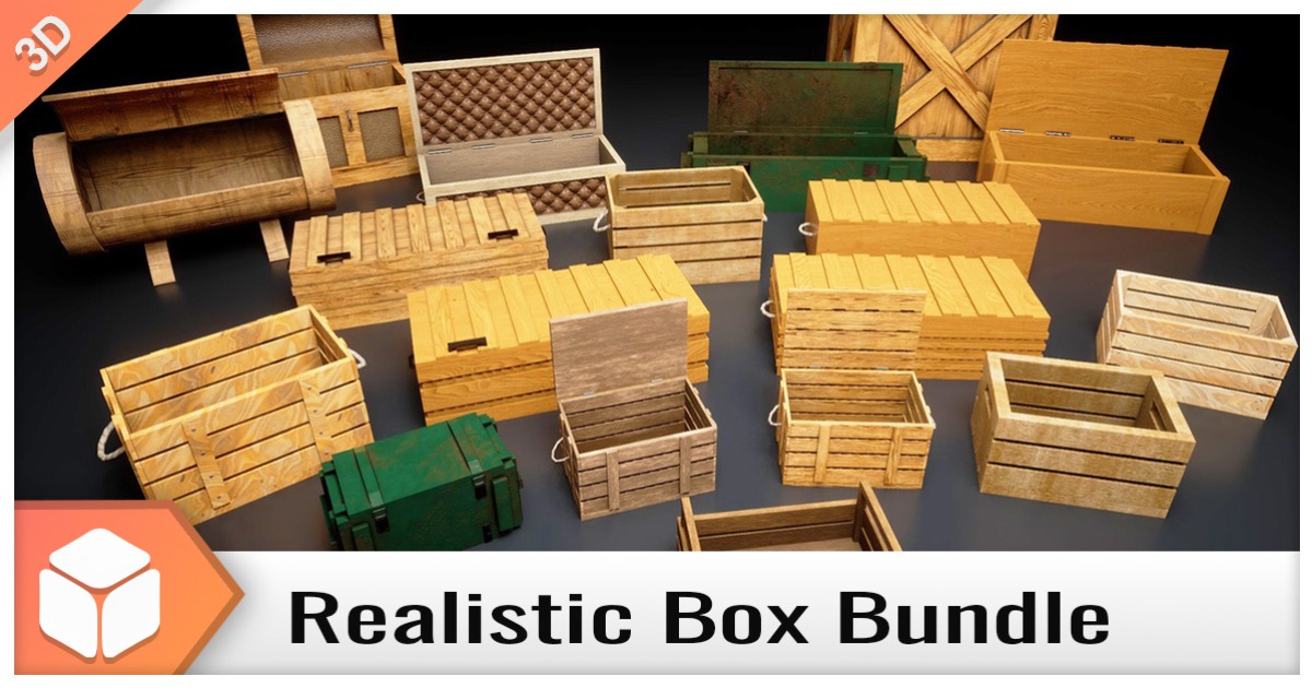 Realistic Crate & Chest Bundle - 4K PBR Props | 3D Furniture | Unity ...