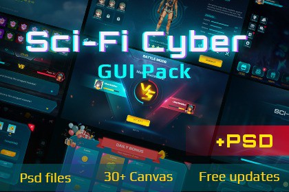 Sci-Fi Cyber UI Pro_Cyan Theme
