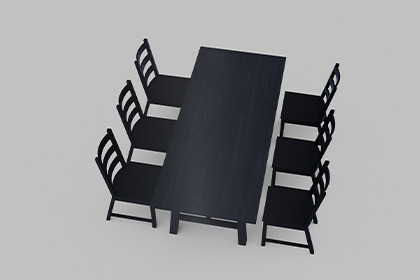 Black Wooden Dining Table Set with 6 Chairs