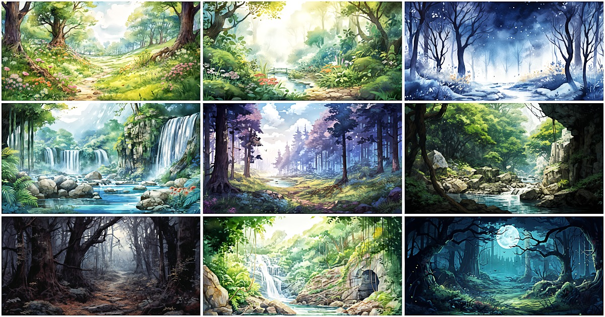 BACKGROUND - Watercolor Forest 2 | 2D Environments | Unity Asset Store