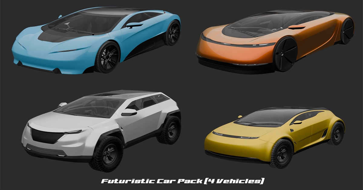 Futuristic Car Pack (4 Vehicles) | 3D Land | Unity Asset Store