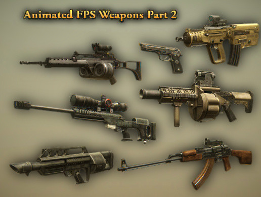 Animated FPS Weapons Pack (Part 2) | 3D Weapons | Unity Asset Store