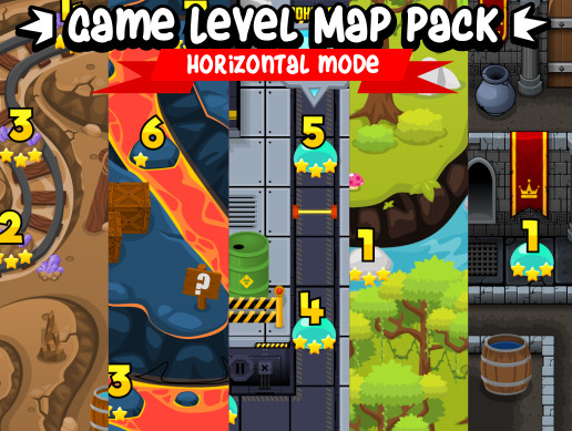 Horizontal Game Level Map Pack 2 | 2D GUI | Unity Asset Store