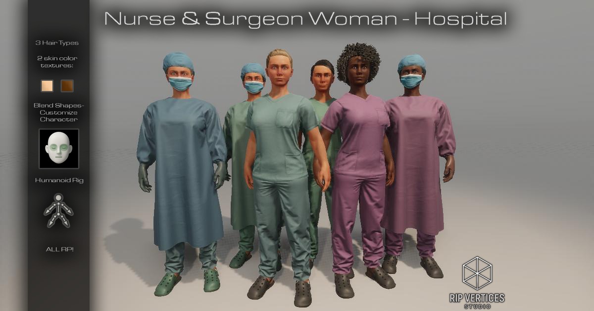 Nurse & Surgeon Woman | Characters | Unity Asset Store