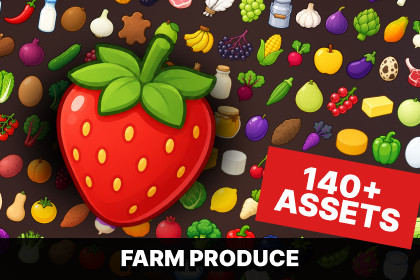 Farm Food Harvest Fruits Vegetables Meat Dairy Resources Icons Pack