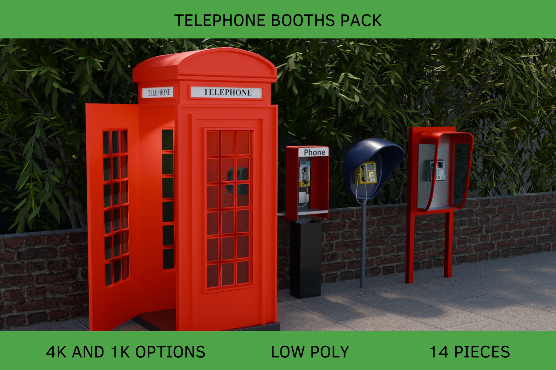 Unity Telephone Telephone Booths Pack | 3D 소품 | Unity Asset Store