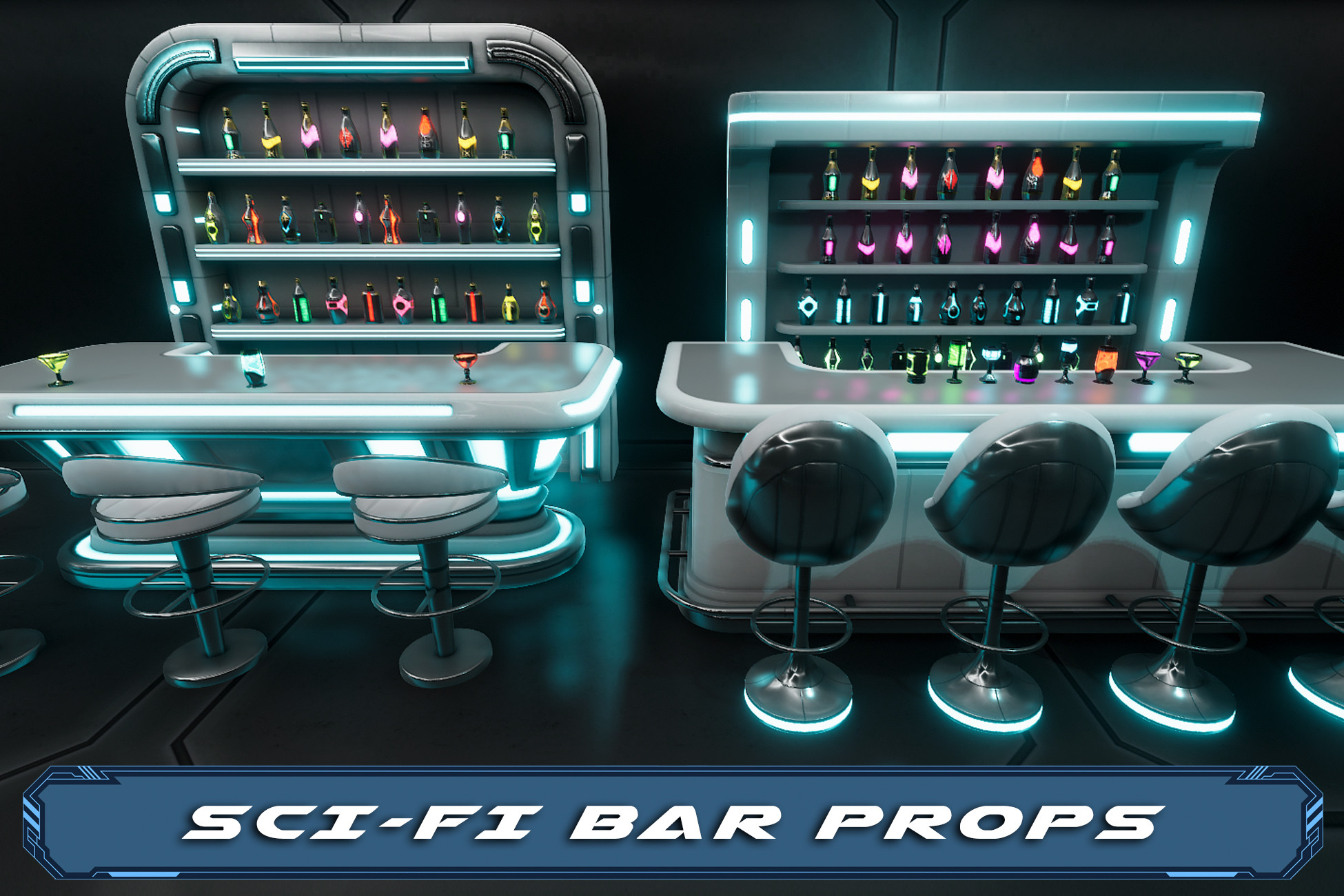 Sci-Fi Bar Props | 3D Interior | Unity Asset Store