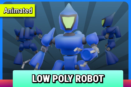 R8 Animated Low Poly Robot - Stylized Sci-Fi Character