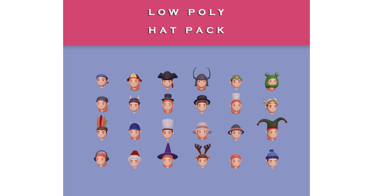 Low Poly Modular Character Assets - Hat Pack | Props | Unity Asset Store