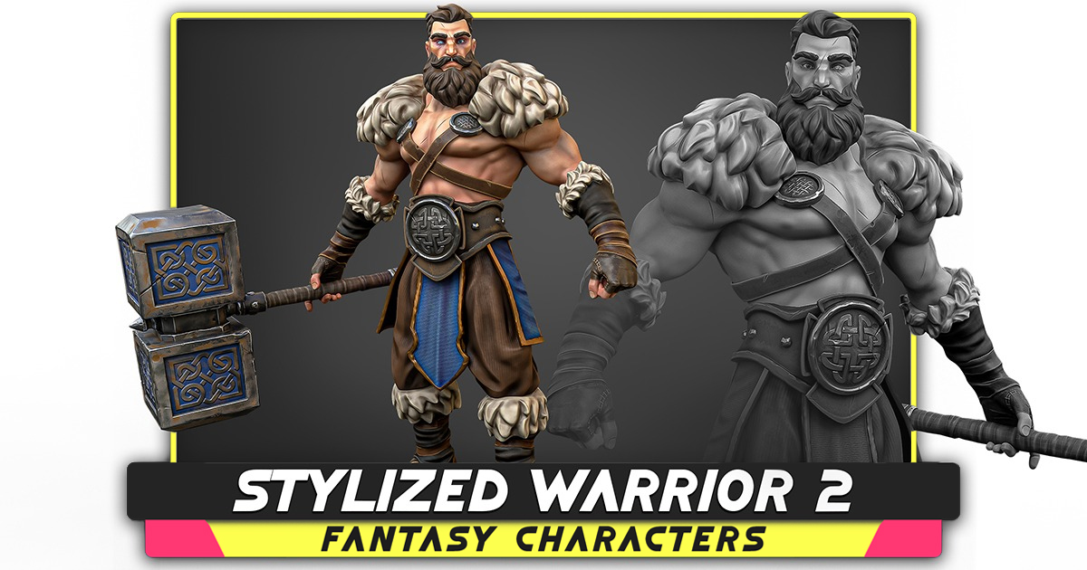 Stylized Warrior 02 - Low Poly Heroes Fantasy Characters – Hammer - #27 ...