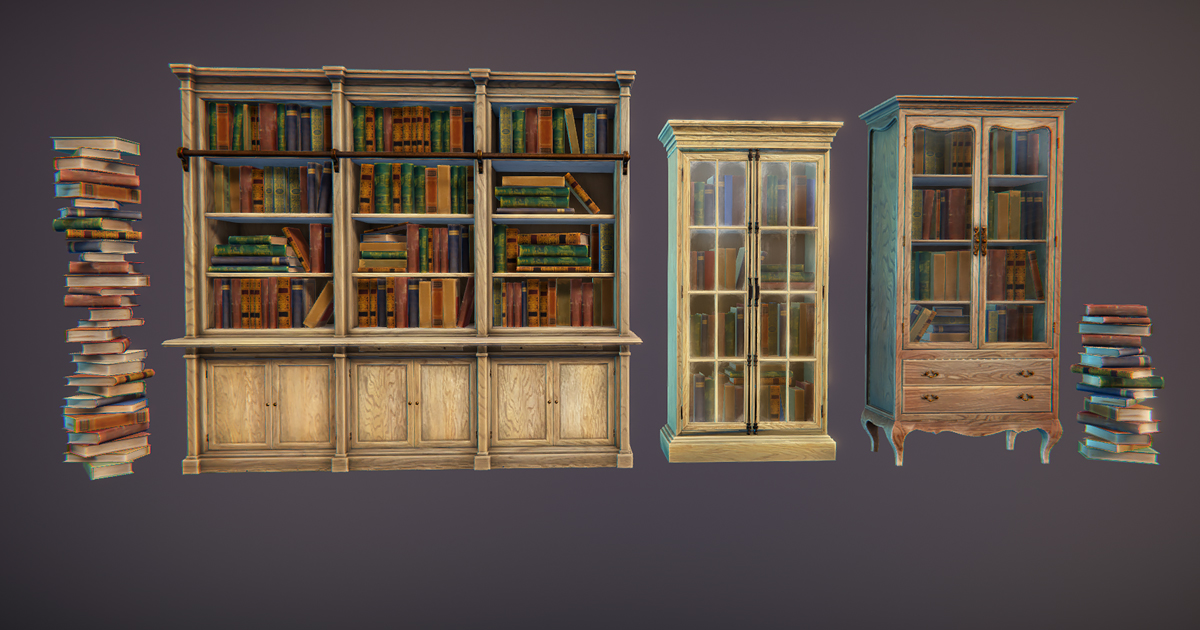 Bookcases and books | 3D Furniture | Unity Asset Store