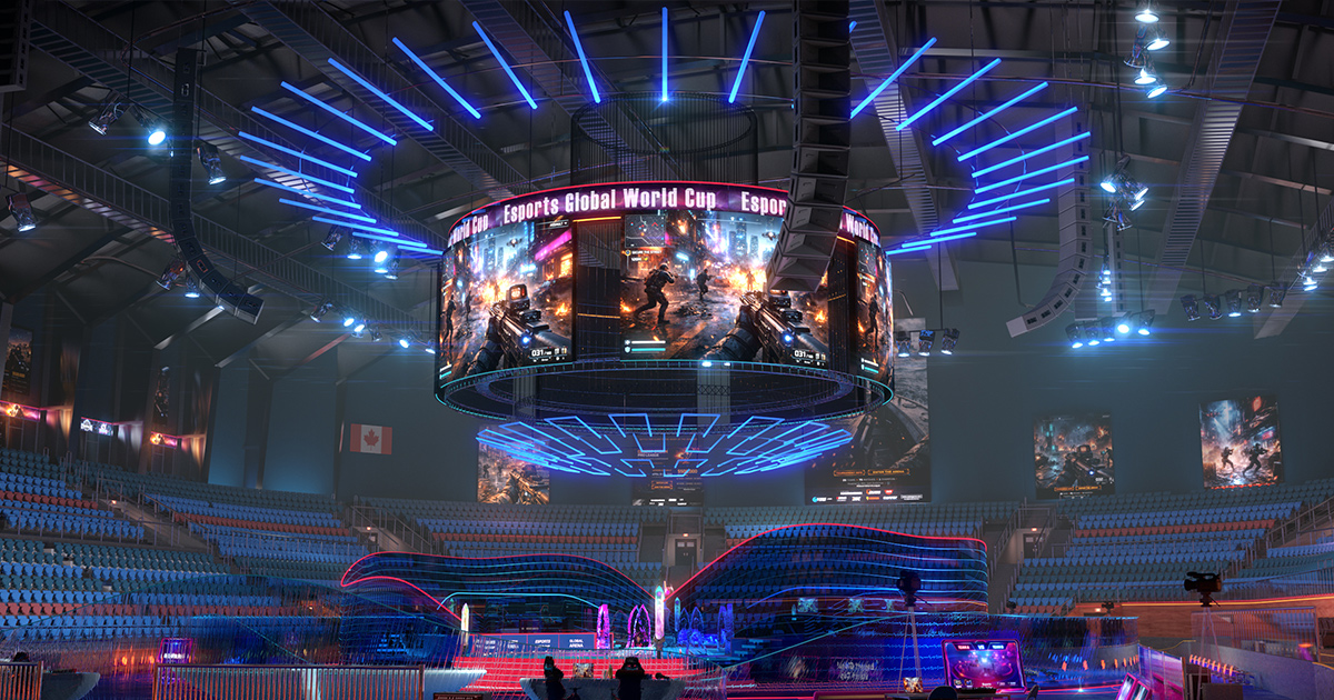 Futuristic Esports Arena Stadium – Tournament Stage 3d Environment Level