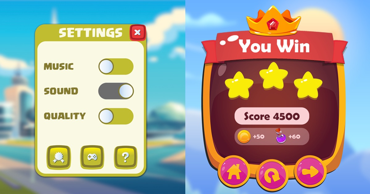 Combo of Awesome Game UI Pack, Button Pack and Icon pack 13 and 19 | 2D ...