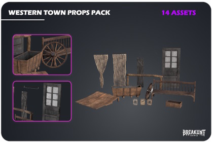 Western Town Props Pack - 14 assets