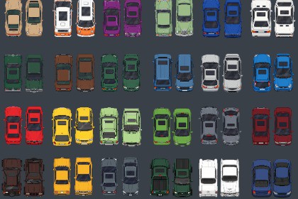 36 Top-Down Pixel Cars Pack