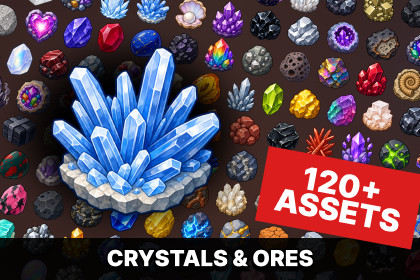 Crystals Minerals Ores Gemstones Mining Resources Icons Pack