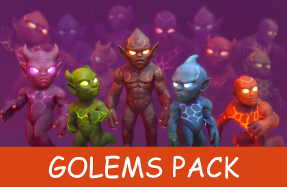 Stylized Elemental Golems – Animated Character Pack