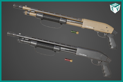 Small Shotgun 02 Black and Sandle Single Mat URP HDRP Textures