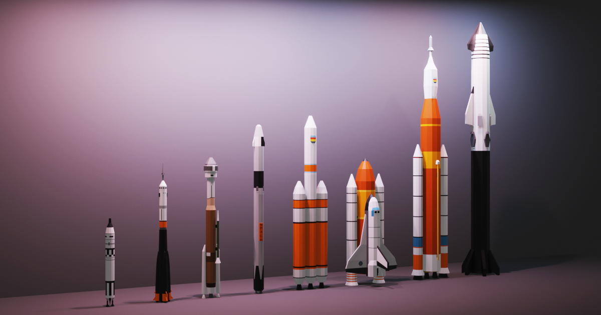 3D Low Poly Rockets Pack | 3D 宇宙飞船 | Unity Asset Store