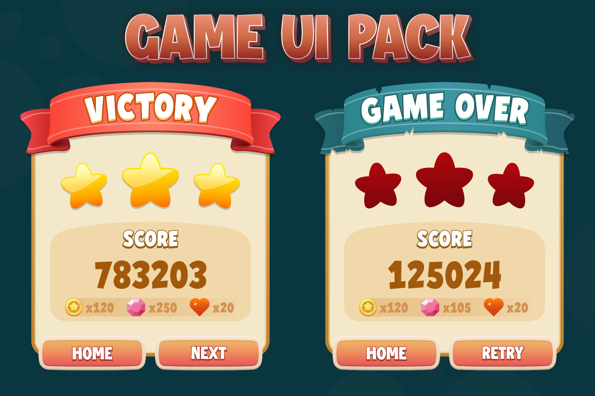 Game UI Kit In Cartoon Style | 2D GUI | Unity Asset Store
