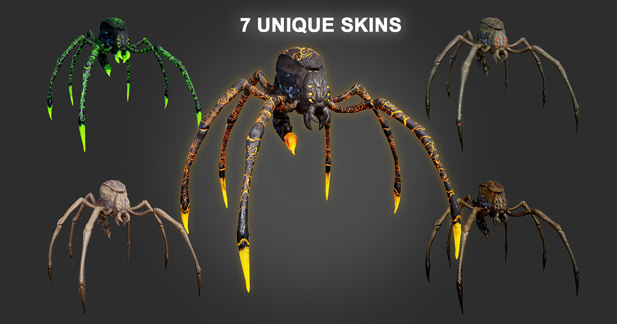 Stylized_Spider_5 7 Skin Variants Pack | 3D Characters | Unity Asset Store