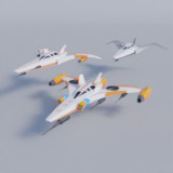 Low Poly 3D Spaceship with Upgradable Parts