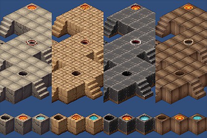 2D Isometric Modular Tileset – Brick & Plank