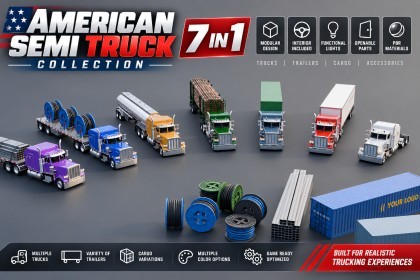 Realistic American Semi Truck Collection – 7 in 1 Pack