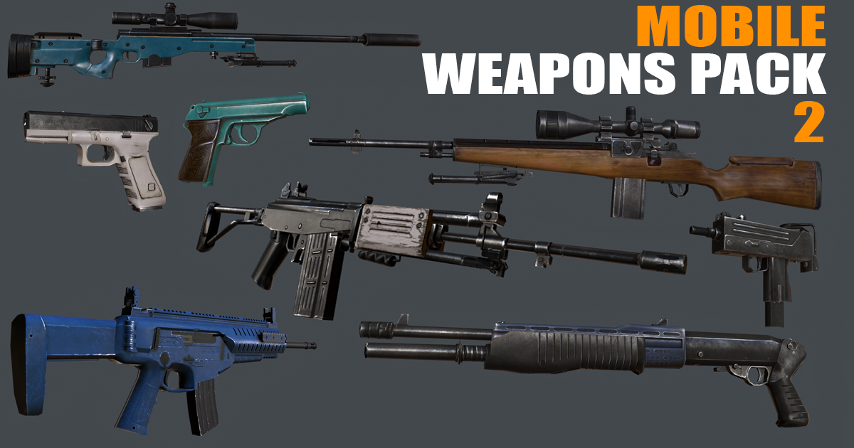 Mobile Weapons Pack 2 | 3D Guns | Unity Asset Store