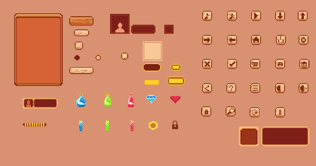 Wooden Game UI | 2D Icons | Unity Asset Store