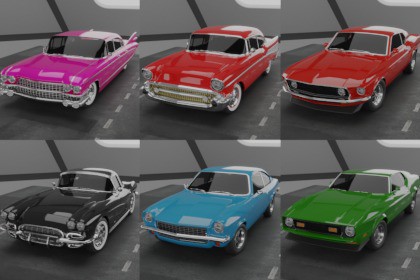 50s, 60s and 70s Car Pack #5 (6 Cars)