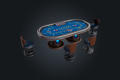 Poker Table V3 – Casino Gambling | Game Ready PBR | Built-In & URP Compatible