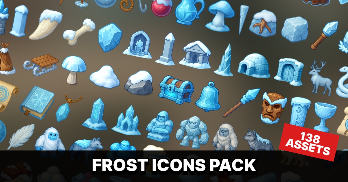 Fantasy Ice Themed Icons Pack for RPG Strategy Survival Adventure Games ...