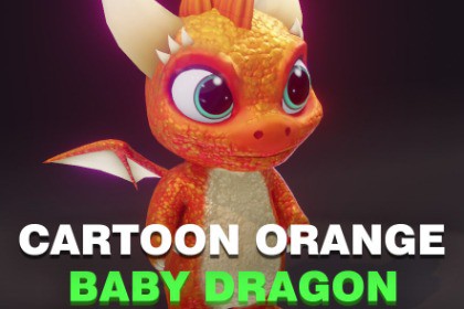 Cartoon Orange Baby Dragon 3D Model & 5 Music Tracks & 36 Sound Effects