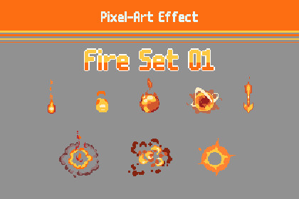 Pixel Art Fire Effects Pack - 01 (2D )