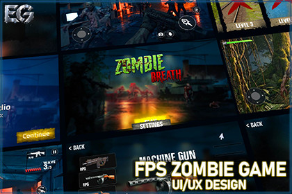 Zombie FPS Game UI – Shooter, Survival & Action HUD (+PSD)