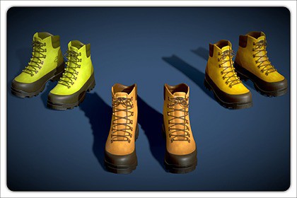 Realistic Leather Shoes Boots Pack - Low Poly Woodland Style - 3 in 1