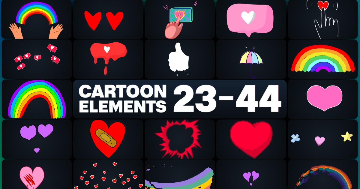 Cartoon Elements 23-44 | 2D Textures & Materials | Unity Asset Store
