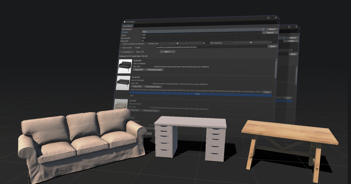 Furni Model Browser – 3D Asset Importer | Level Design | Unity Asset Store
