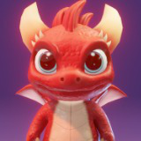 Cartoon Red Baby Dragon 3D Model & 5 Music Tracks & 36 Sound Effects (Built-in)