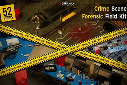 Crime Scene Props - Forensic Evidence Kit, Body Bag, Police Tape & Investigation