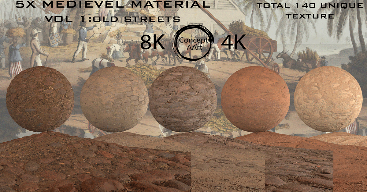 Ancient Textures Unity MEDIEVAL VOL1:OLD STREETS | 2D Textures & Materials | Unity Asset Store