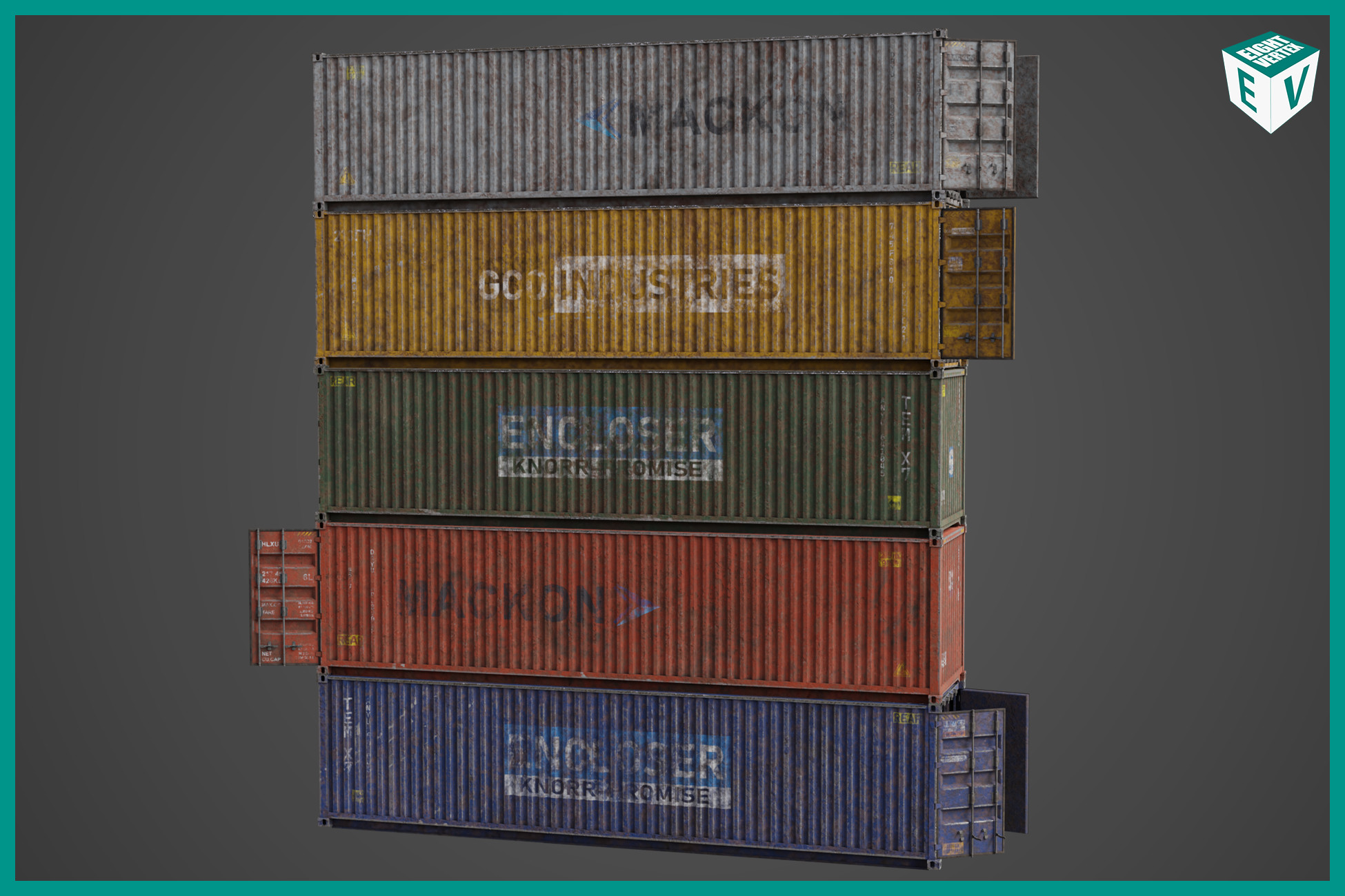 Old Dusty 5 Cargo Container Single Mat URP HDRP Textures | 3D 산업도구 ...