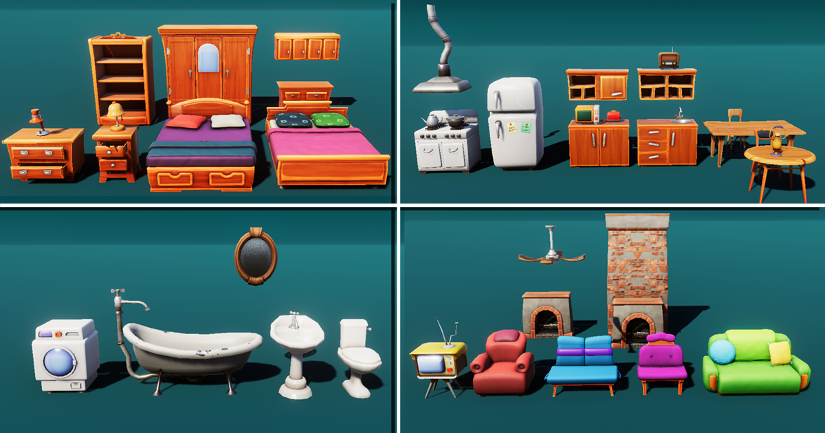Stylized Interior LowPoly Props | 3D Interior | Unity Asset Store