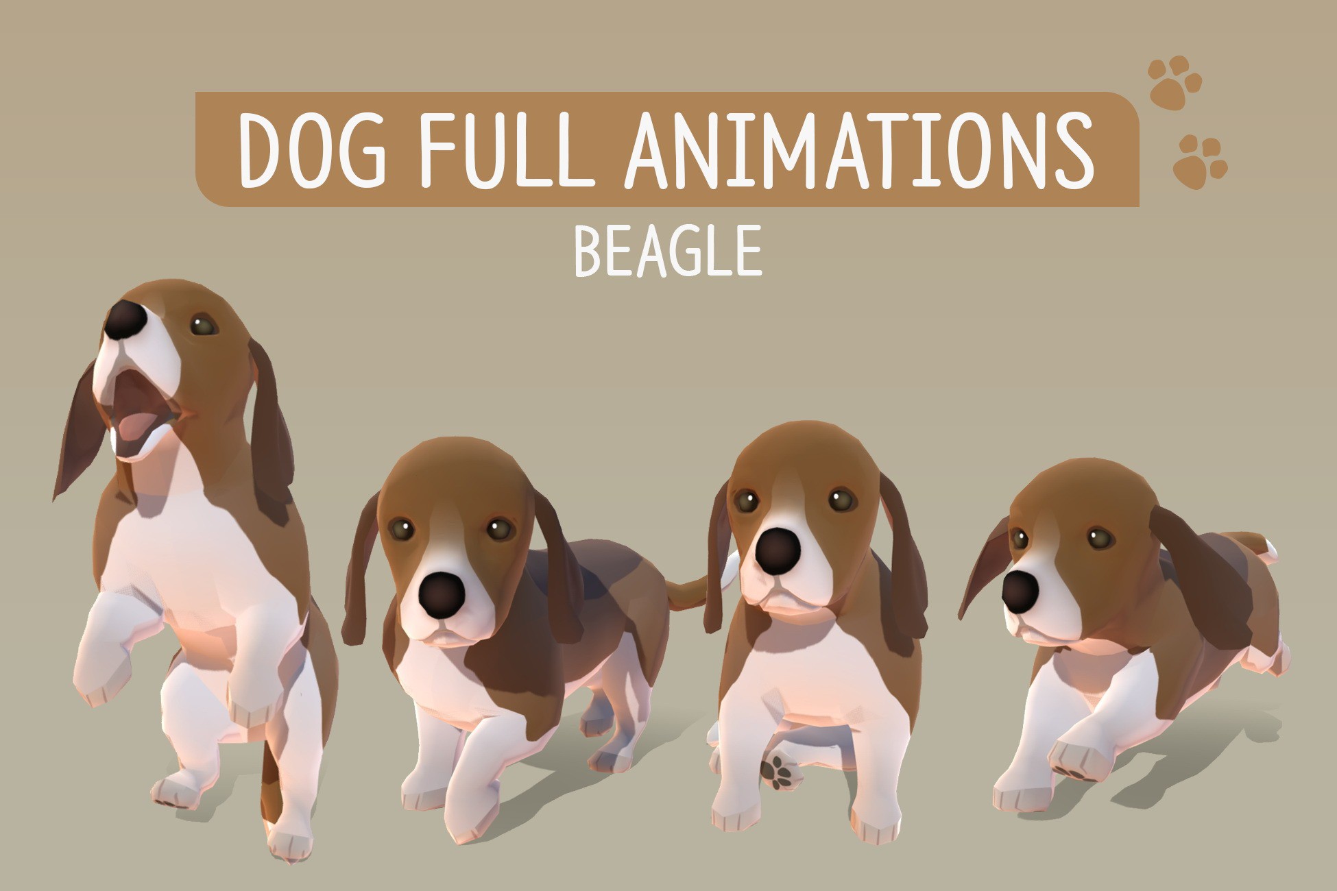 Unity Chain Dog DOG Full Animations - Beagle | 3D Animations | Unity Asset Store