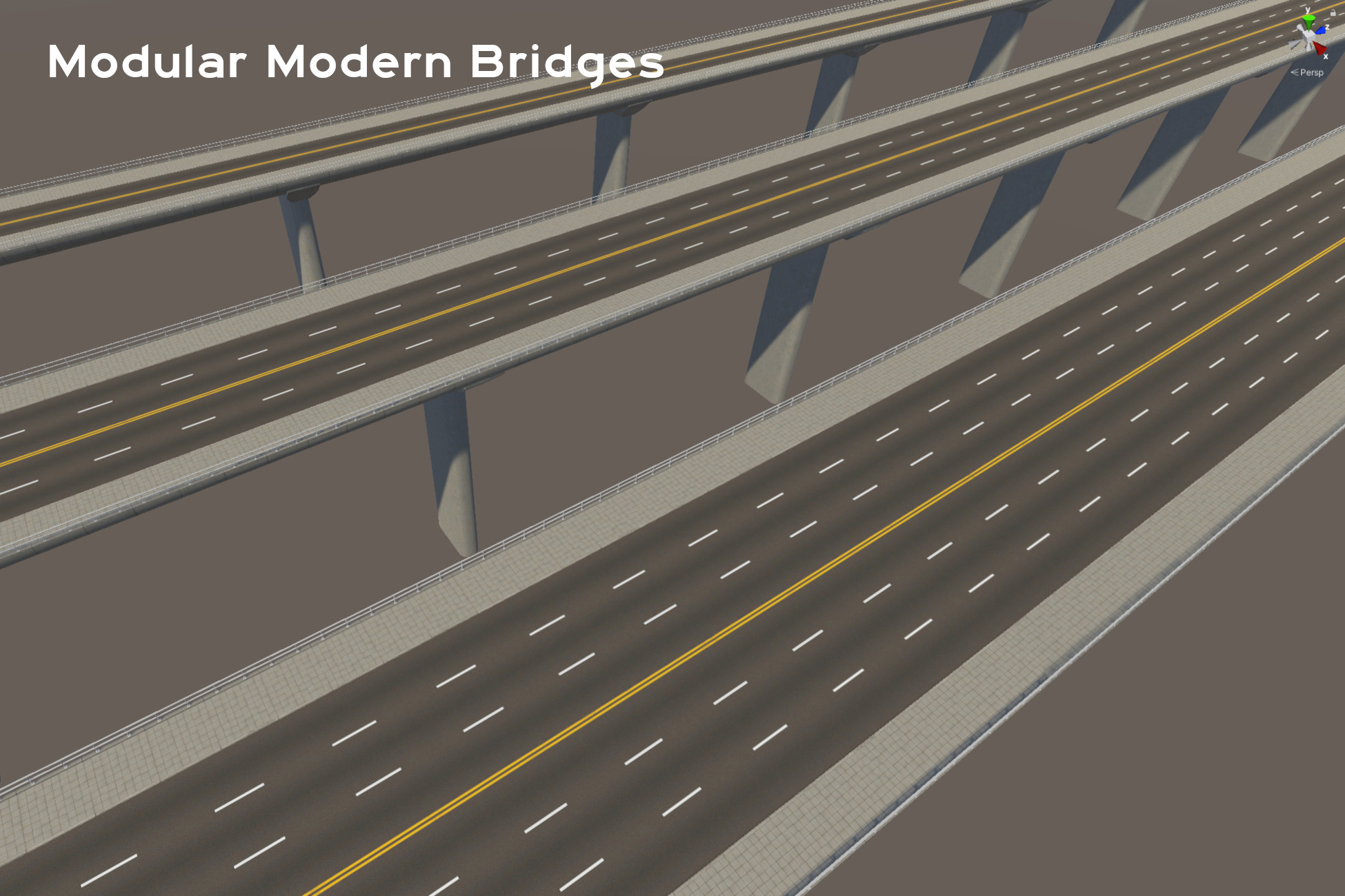 Modular Modern Bridges | 3D Roadways | Unity Asset Store
