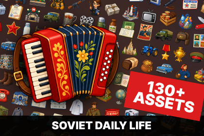 Soviet Daily Life USSR Space Industry Retro Technology Icons Pack