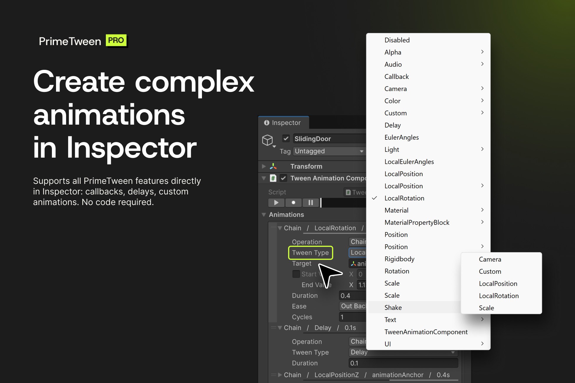 PrimeTween PRO · Code-Free Animations | Animation Tools | Unity Asset Store