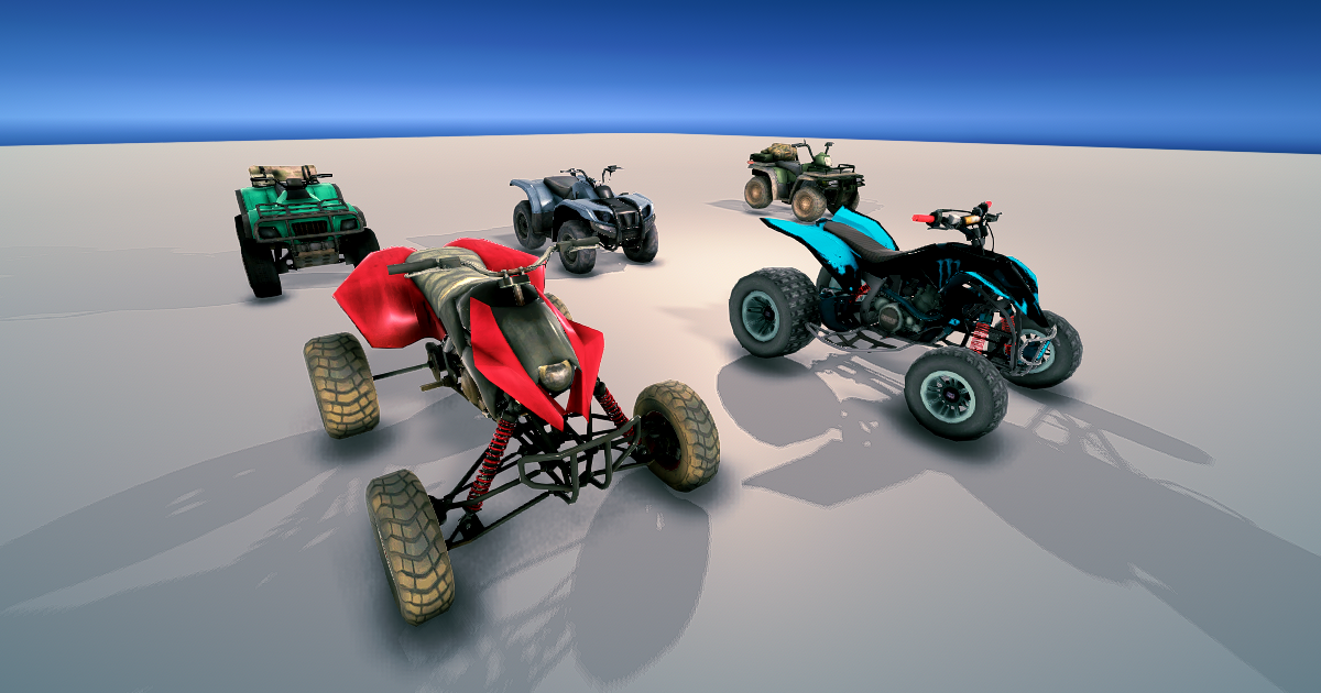 ATV Quad Bikes Pack with "Wheel System") 3D Land Unity