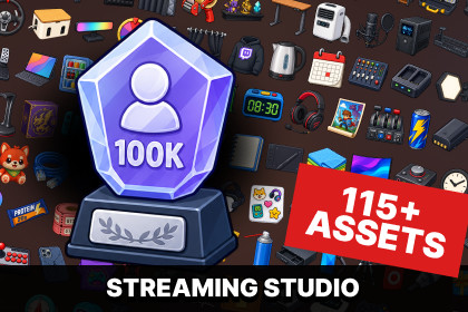 Streaming Studio Gaming Setup Content Creator Equipment Icons Pack